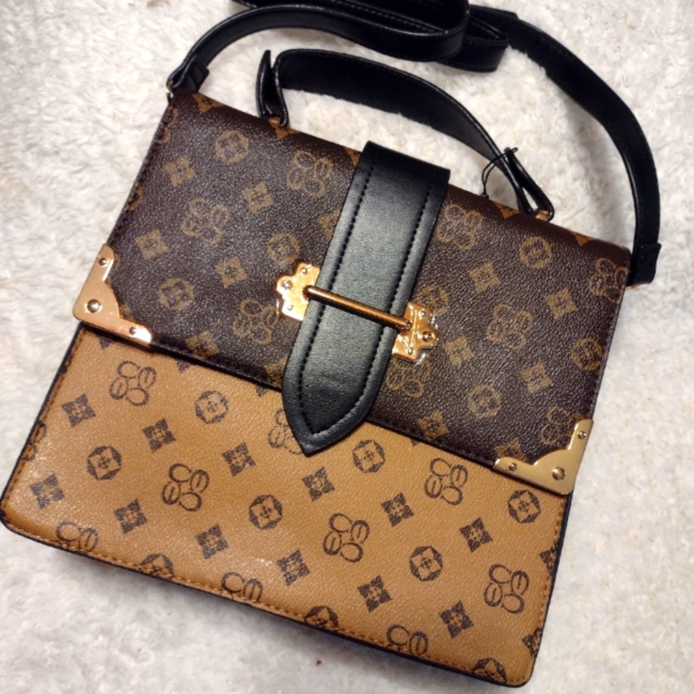 Monogram top flap satchel purse